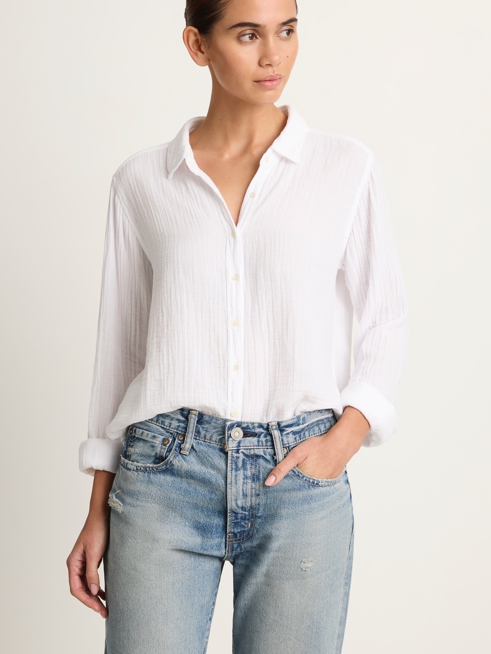 Xirena White Scout Double Cotton Gauze Button Down Shirt - Medium